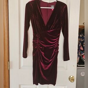 Vince Camuto Burgundy Velvet Dress